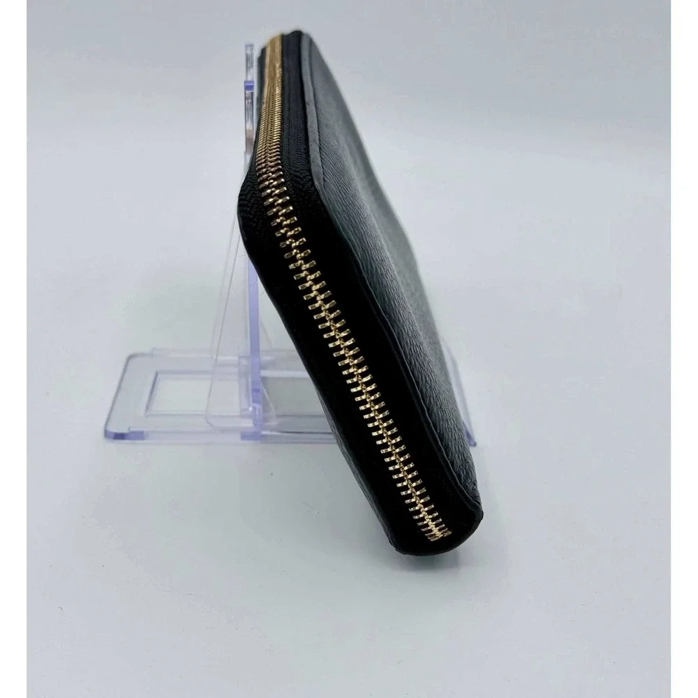 Michael Kors Fulton Continental Wallet Dark Brown Pebbled Leather Gold Plaque